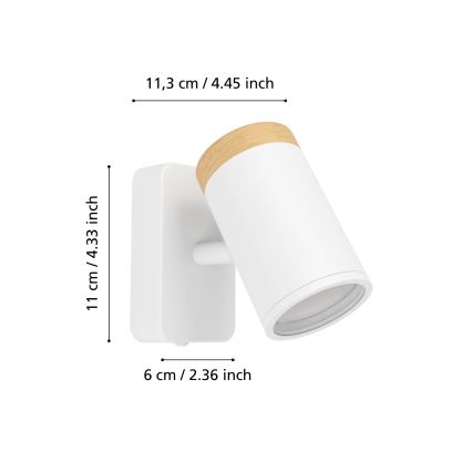 Eglo - Väggspotlight för badrum 1xGU10/3W/230V IP44 vit/beige