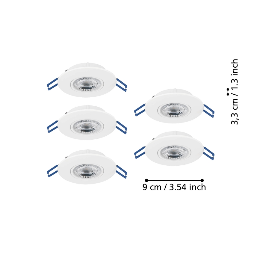 Eglo - Set med 5 infällda LED-armaturer LED/4,9W/230V 2700/4000/6500K Ø 9 cm vit