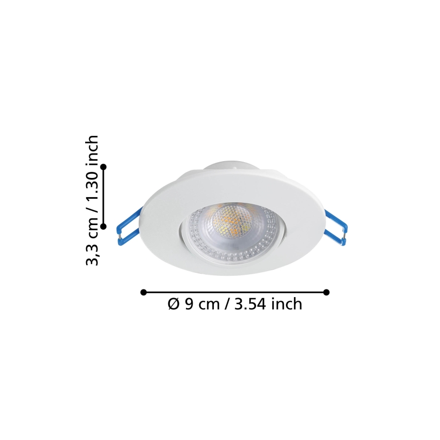 Eglo - Set om 10 LED-infällda armaturer LED/4,9W/230V 2700/4000/6500K Ø 9 cm vit