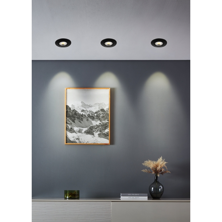 Eglo - Set med 5 infällda LED-taklampor LED/4,9W/230V 2700/4000/6500K Ø 9 cm svart
