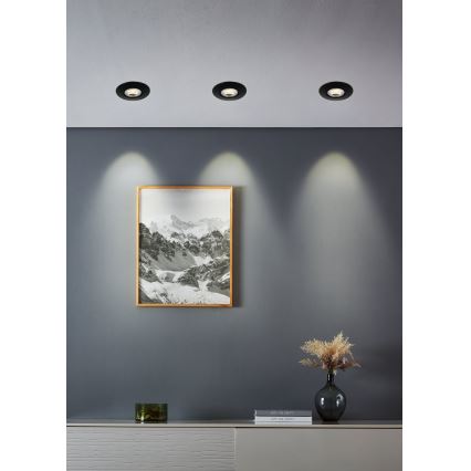 Eglo - Set med 7 infällda LED-armaturer LED/4,9 W/230 V 2700/4000/6500 K Ø 9 cm svart