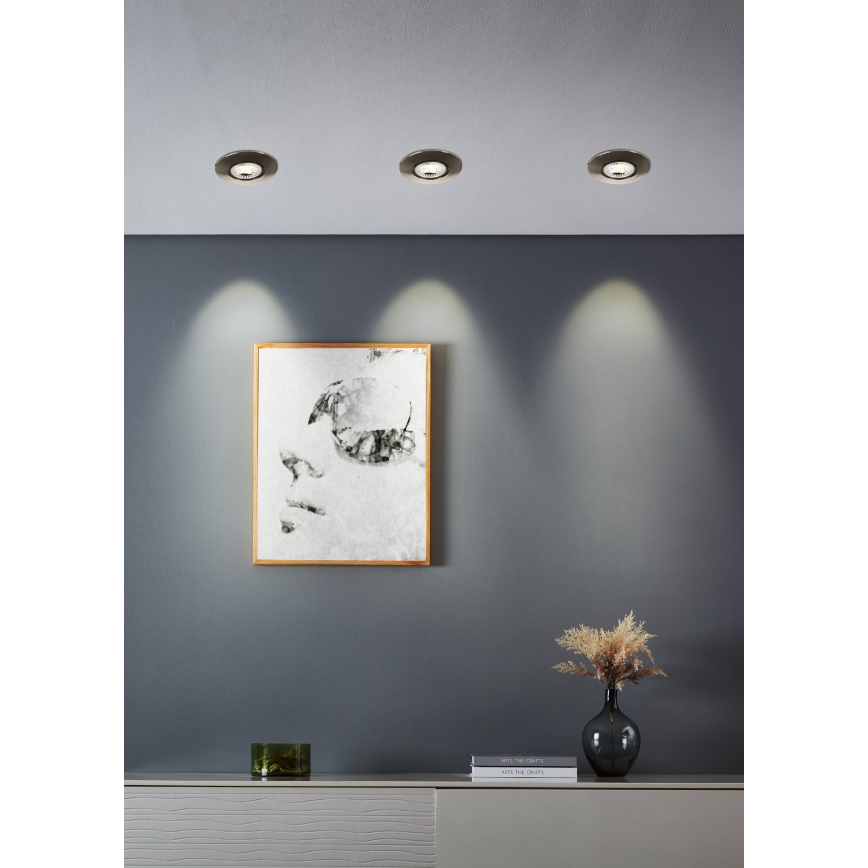 Eglo - Set med 5 LED-infällda takarmaturer LED/4,9W/230V 2700/4000/6500K Ø 9 cm mattkrom