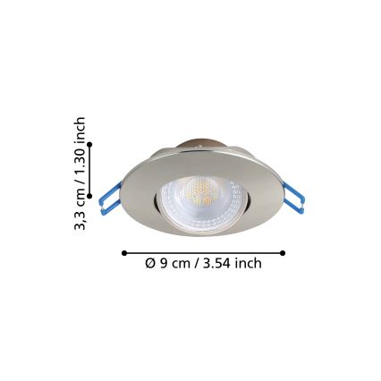 Eglo - 7-pack LED infälld downlight LED/4,9W/230V 2700/4000/6500K Ø 9 cm mattkrom