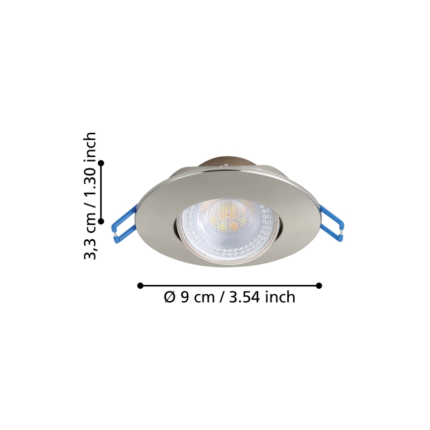 Eglo - SET med 10 infällda LED-downlights, LED/4,9W/230V, 2700/4000/6500K, Ø 9 cm, matt krom