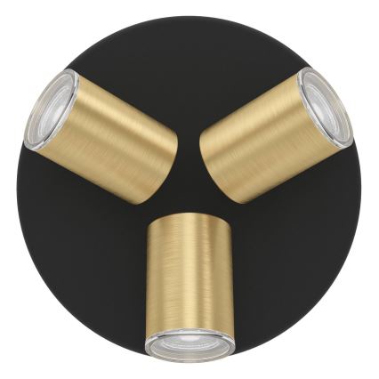 Eglo - Badrums-spotarmatur 3xGU10/5W/230V IP44 svart/guld