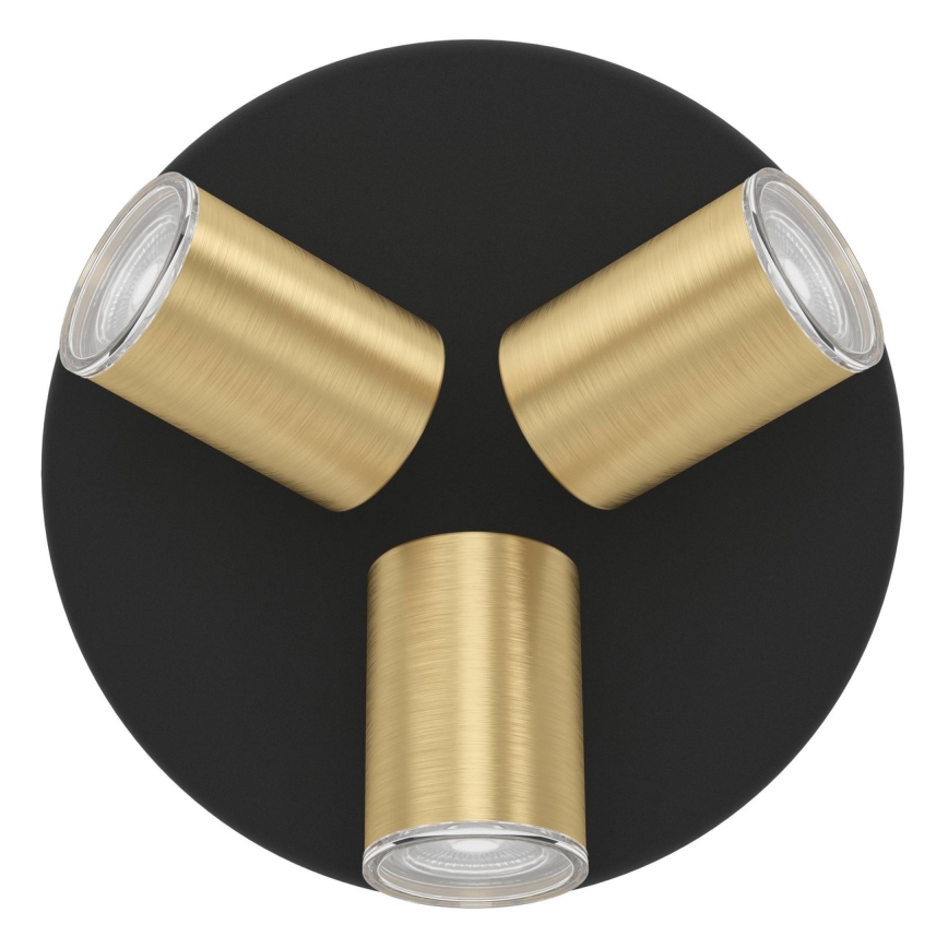 Eglo - Badrums-spotarmatur 3xGU10/5W/230V IP44 svart/guld