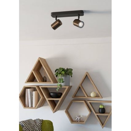 Eglo - Badrumsspotlight 2xGU10/5W/230V IP44 svart/brun