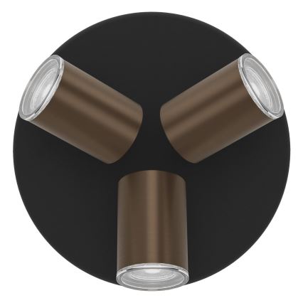 Eglo - Badrumsspotlight 3xGU10/5W/230V IP44 svart/brun