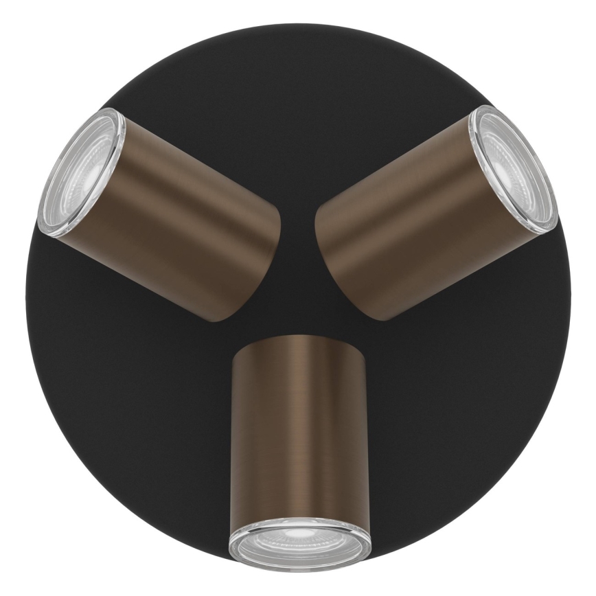 Eglo - Badrumsspotlight 3xGU10/5W/230V IP44 svart/brun