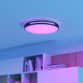 Eglo 300687 - LED RGBW dimbar taklampa MONTEGRANARO-Z LED/18,5W/230V 2700–6500K Ø 39,4 cm svart + fjärrkontroll
