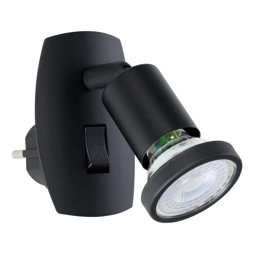 Eglo - LED-armatur för vägguttag 1xGU10/4,5W/230V svart