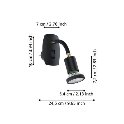 Eglo - LED-armatur för eluttag 1xGU10/4,5W/230V svart