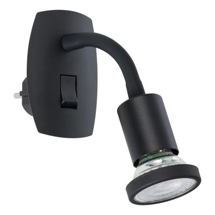 Eglo - LED-armatur för vägguttag 1xGU10/4,5W/230V svart
