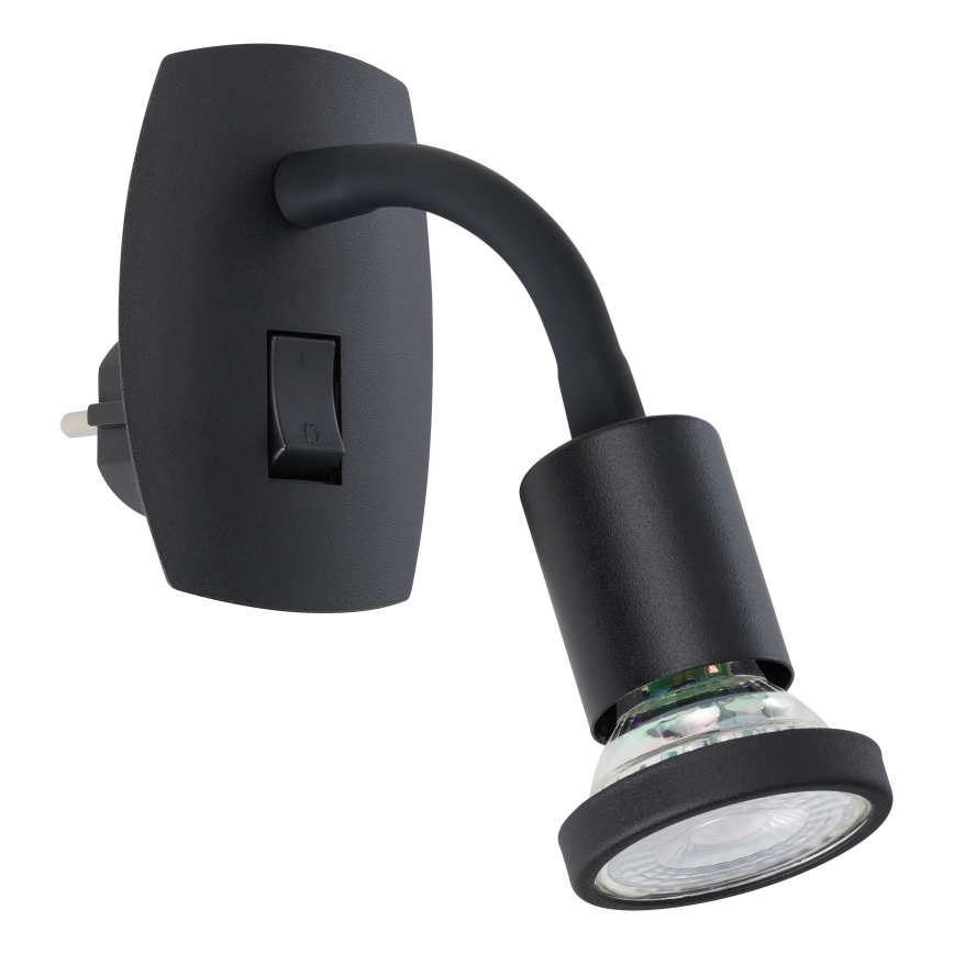 Eglo - LED-armatur för vägguttag 1xGU10/4,5W/230V svart