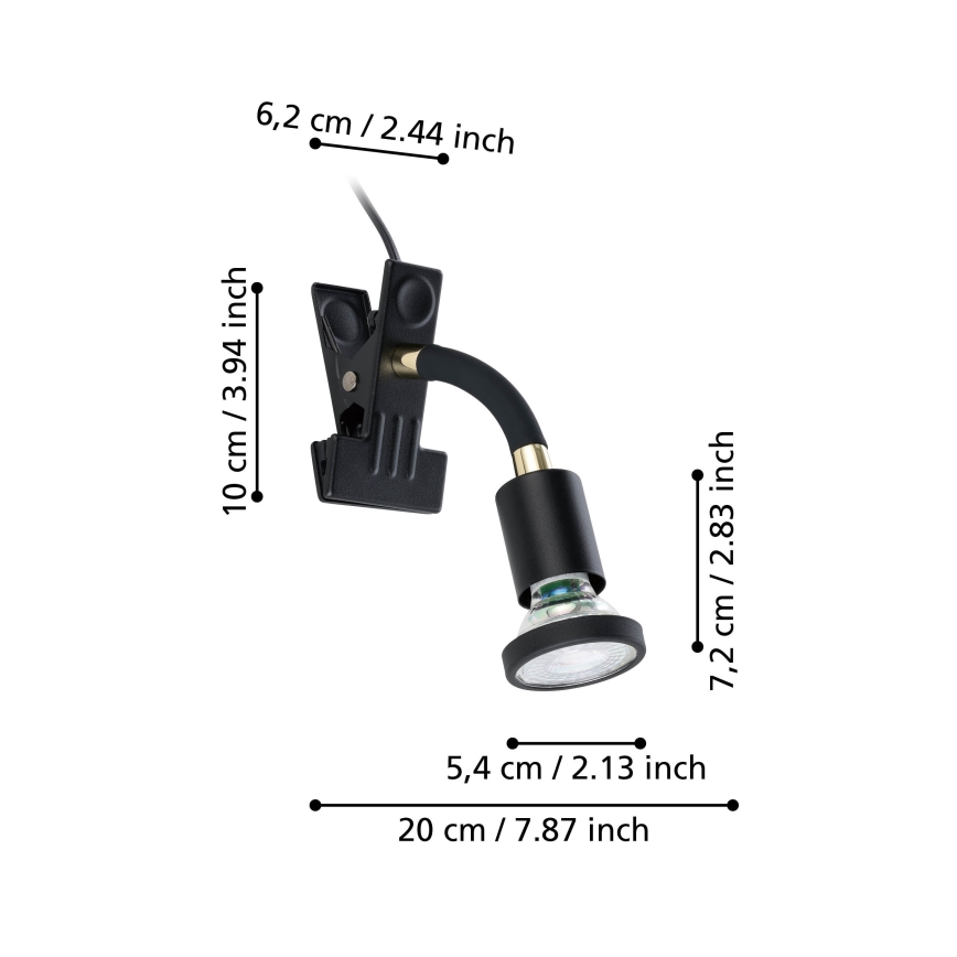 Eglo - LED-lampa med klämma 1xGU10/4,5W/230V svart