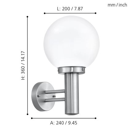 Eglo 30205 - Utomhuslampa NISIA E27/60W/230V