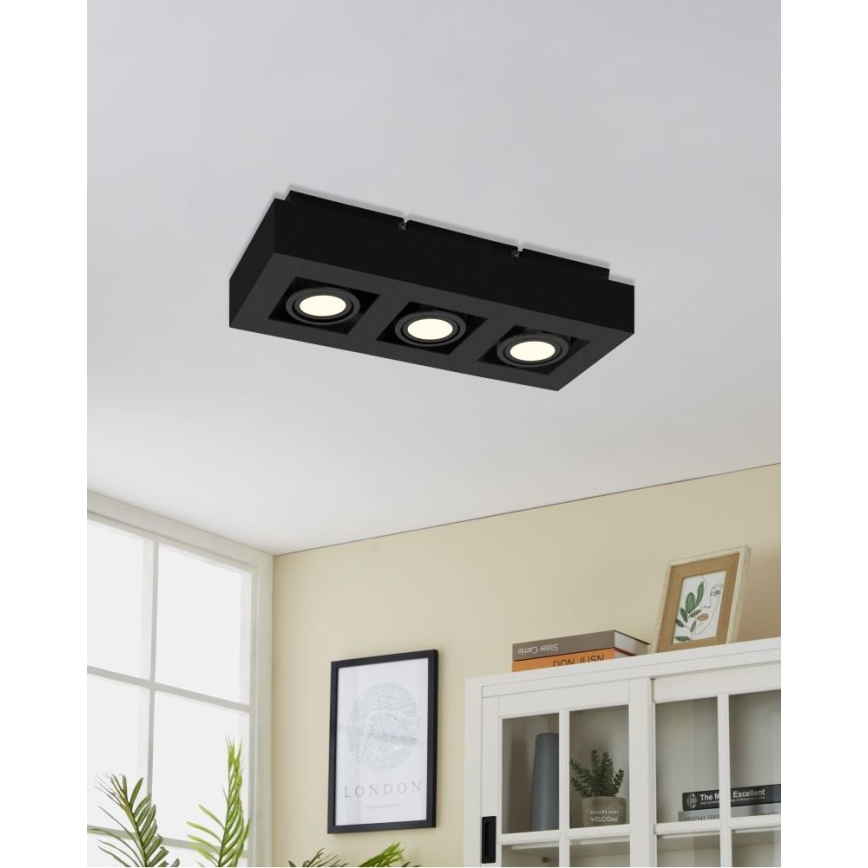 Eglo 31064 - LED-spotlampa MENDOZA 3xLED/4,7W/230V 3000K svart