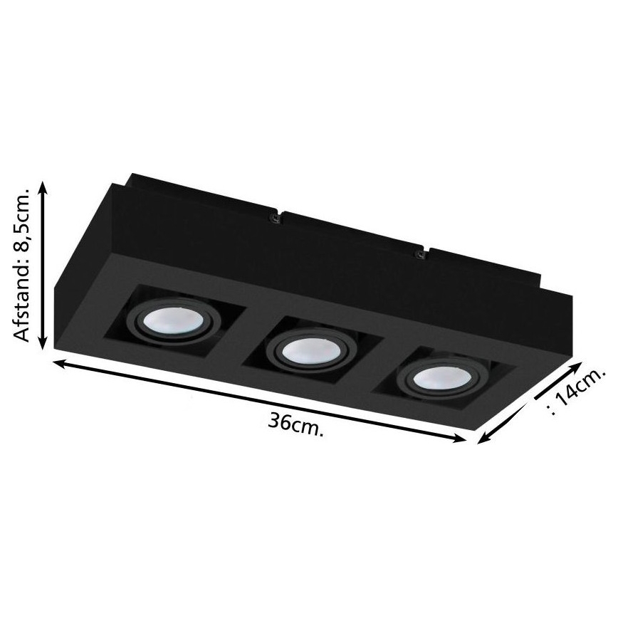Eglo 31064 - LED-spotlampa MENDOZA 3xLED/4,7W/230V 3000K svart