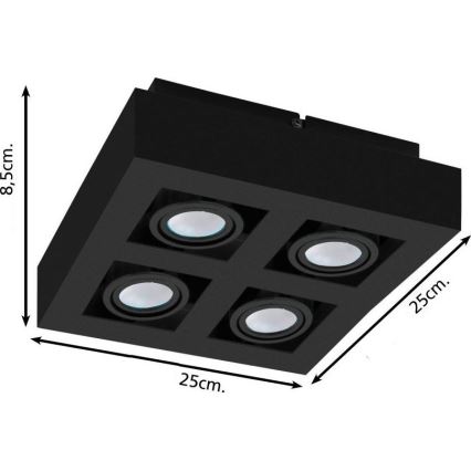 Eglo 31065 - LED-spotlampa MENDOZA 4xLED/4,7W/230V 3000K svart
