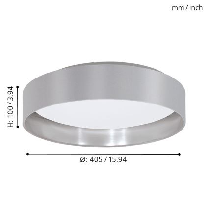 Eglo 31623 - LED taklampa MASERLO LED/16W/230V 3000K Ø 40,5 cm grå/silver