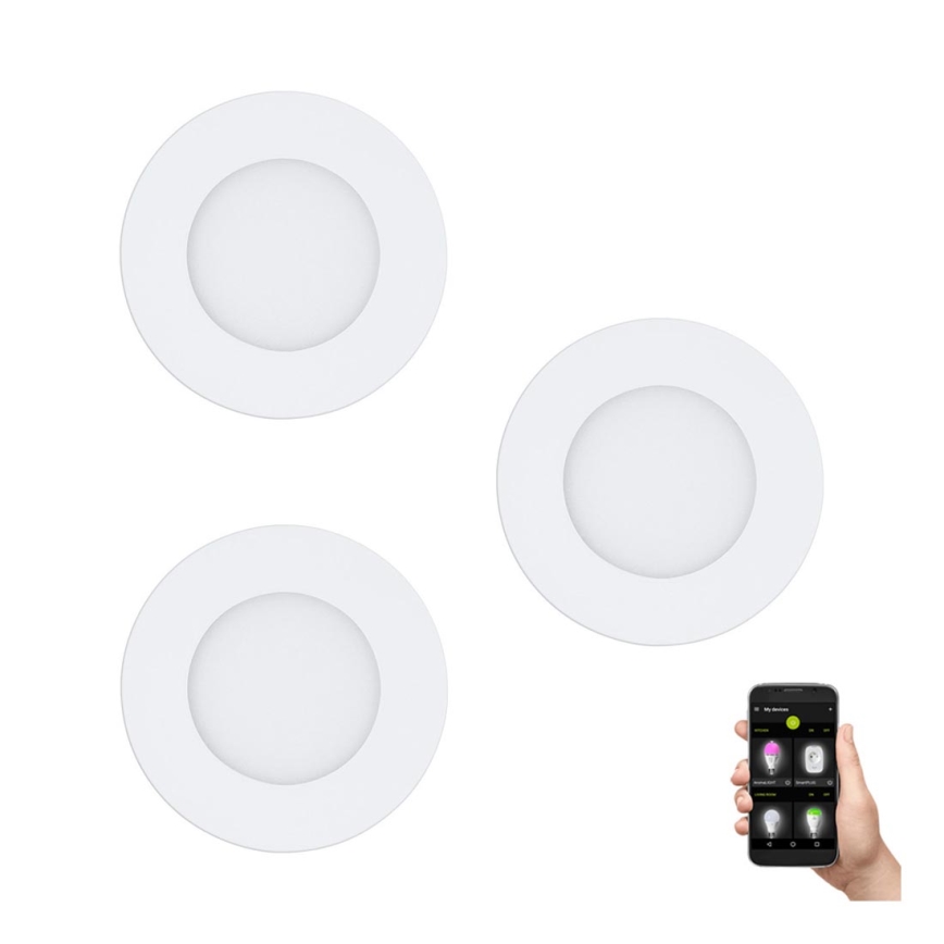 Eglo 31741 - Set om 3 dimbara LED-inbyggnadsarmaturer för badrum FUEVA-Z 1xLED/2,8W/230V 2700-6500K IP44 vit Ø 8,5 cm