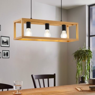 Eglo 32144 - Pendellampa med kabel BLACKCROWN 3xE27/40W/230V brun