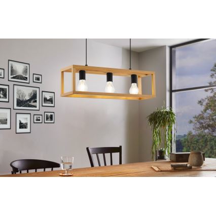Eglo 32144 - Pendellampa med kabel BLACKCROWN 3xE27/40W/230V brun