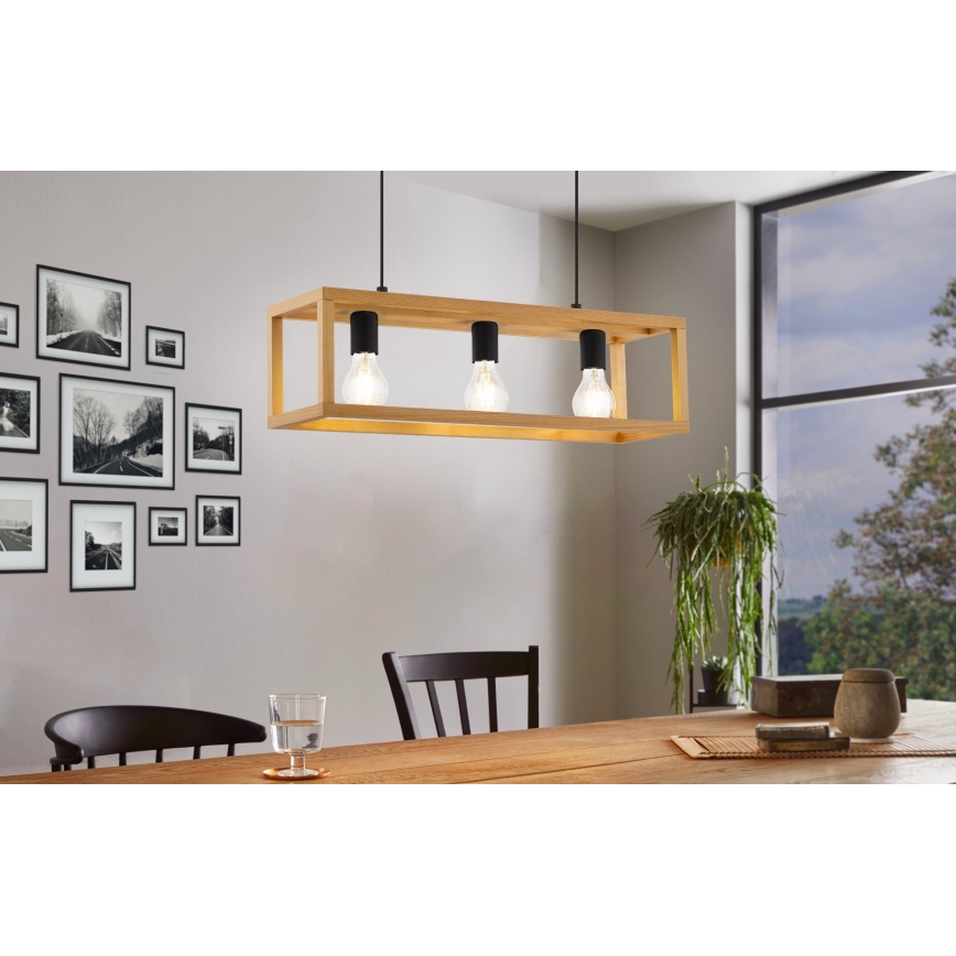 Eglo 32144 - Pendellampa med kabel BLACKCROWN 3xE27/40W/230V brun