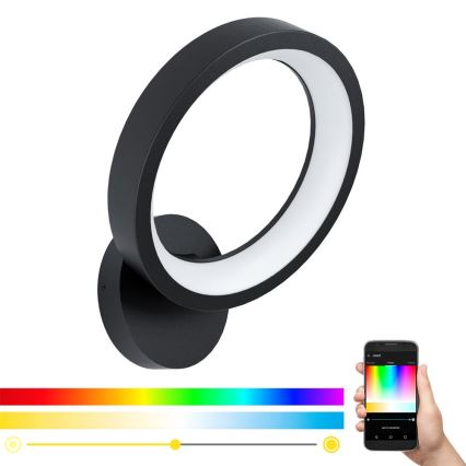 Eglo 32325 - LED RGBW Ljusreglerad vägglampa MARGHERA-C LED/16W/230V 2700-6500K svart