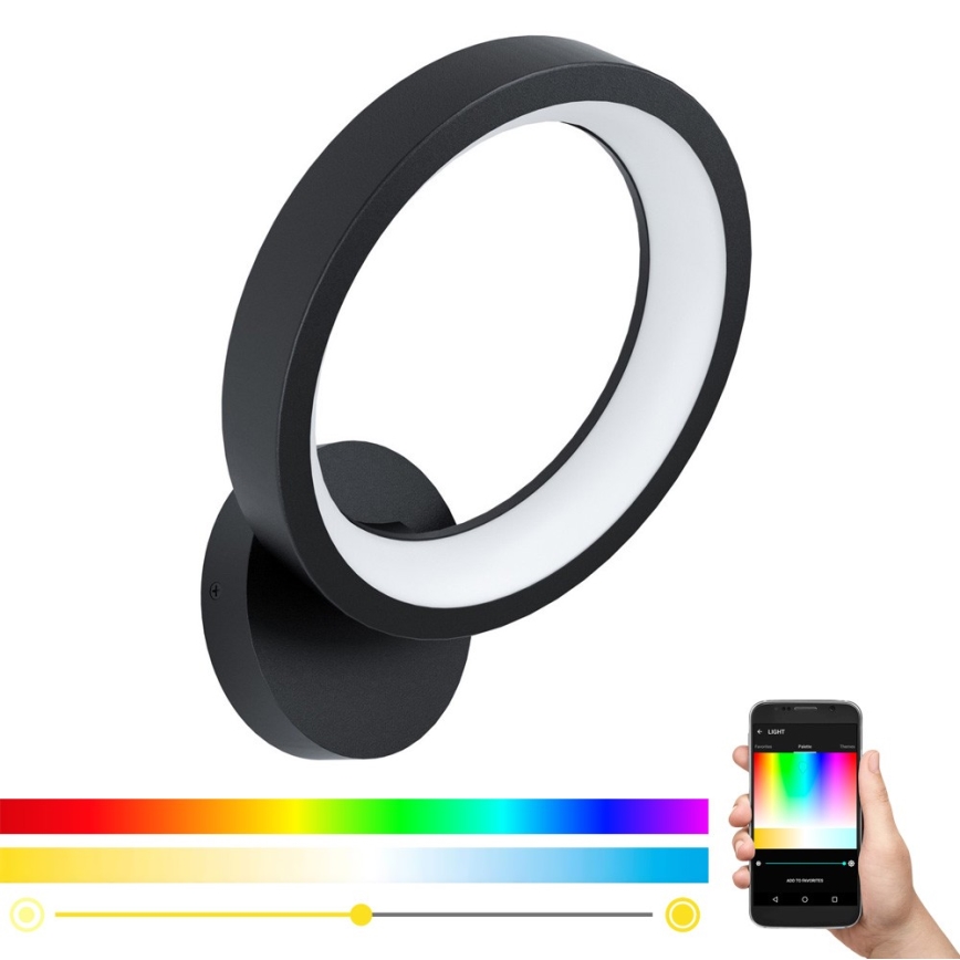 Eglo 32325 - LED RGBW Ljusreglerad vägglampa MARGHERA-C LED/16W/230V 2700-6500K svart