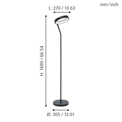 Eglo 32327 - LED RGBW dimmerbar golvlampa MARGHERA-C LED/15,5W/230V 2700-6500K svart