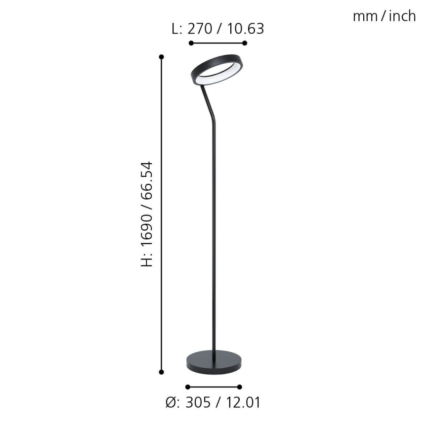 Eglo 32327 - LED RGBW dimmerbar golvlampa MARGHERA-C LED/15,5W/230V 2700-6500K svart