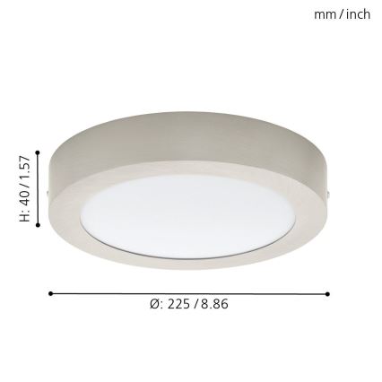 Eglo 32442 - LED-taklampa FUEVA 1 LED/18W/230V Ø 22,5 cm