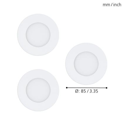 Eglo - Set om 3 dimbara RGB-LED infällda taklampor FUEVA-C LED/3W/230V Ø 8,5 cm