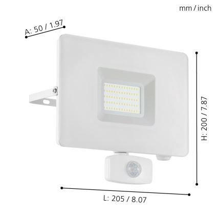 Eglo 33159 - LED Strålkastare med sensor FAEDO 3 LED/50W/230V IP44