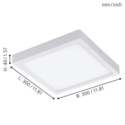 Eglo 33209 - LED RGBW dimbar taklampa FUEVA-C LED/21W/230V 2700-6500K 30x30 cm vit