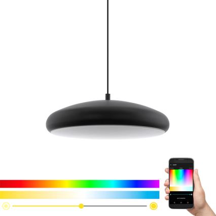 Eglo 33328 - LED RGBW Ljusreglerad ljuskrona på textilsladd RIODEVA-C LED/27W/230V 2700-6500K svart