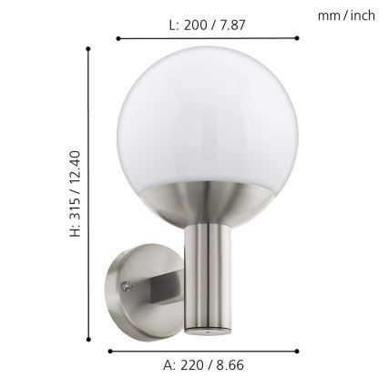 Eglo 33564 - LED utomhusvägglampa NISIA-C LED/9W/230V IP44