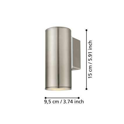 Eglo 33581 - LED RGBW Dimmbar utomhusvägglampa RIGA 1xGU10/5W/230V 2700-6500K IP44 mattkrom