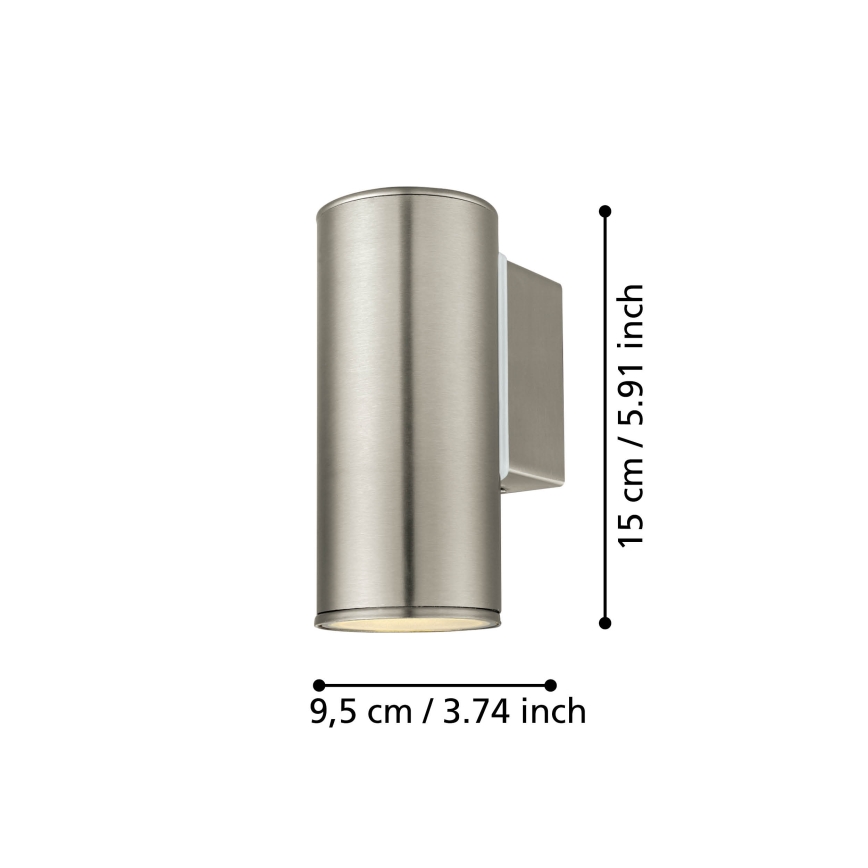Eglo 33581 - LED RGBW Dimmbar utomhusvägglampa RIGA 1xGU10/5W/230V 2700-6500K IP44 mattkrom