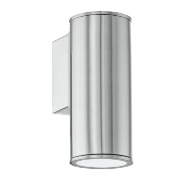 Eglo 33581 - LED RGBW Dimmbar utomhusvägglampa RIGA 1xGU10/5W/230V 2700-6500K IP44 mattkrom