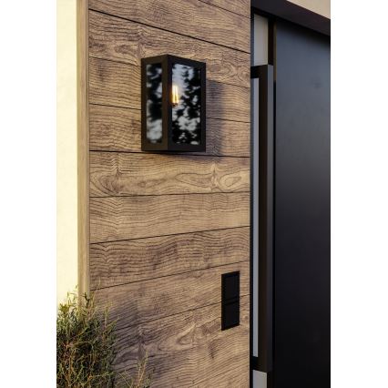 Eglo - Utomhusvägglampa 1xE27/60W/230V IP44 svart/rökfärgad