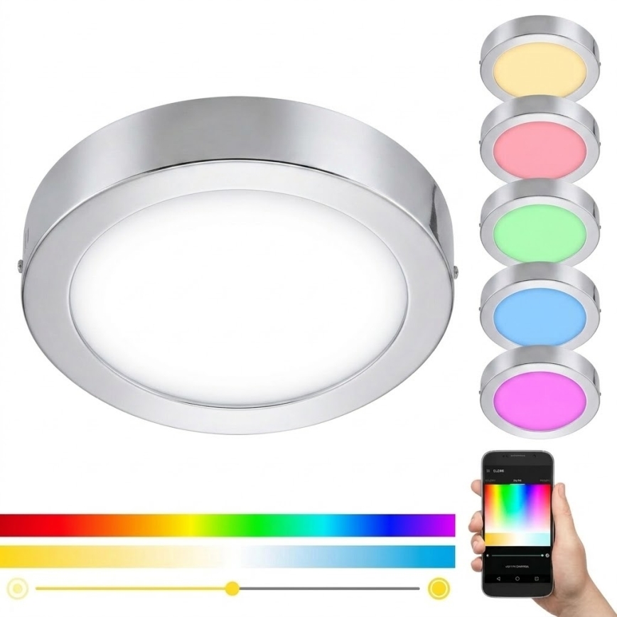 Eglo 33667 - LED RGBW dimbar takarmatur för badrum FUEVA-C LED21W/230V Ø 30 cm IP44
