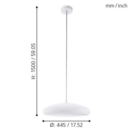 Eglo 33765 - LED RGBW Ljusreglerad ljuskrona på textilsladd RIODEVA-C LED/27W/230V 2700-6500K vit