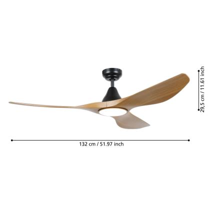Eglo - LED-takfläkt LED/19W/230V 3000/4000/5000K Ø 132 cm brun + fjärrkontroll