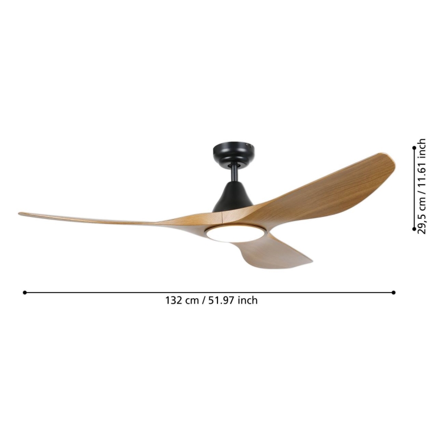 Eglo - LED-takfläkt LED/19W/230V 3000/4000/5000K Ø 132 cm brun + fjärrkontroll