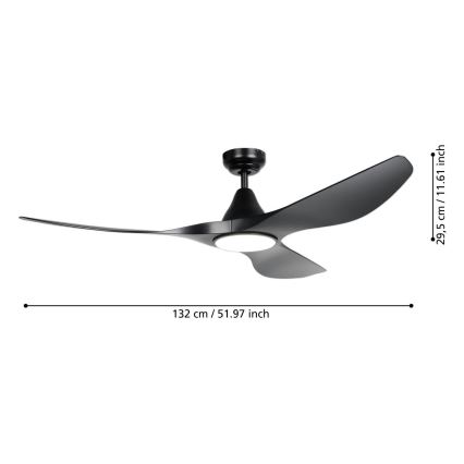 Eglo - LED-takfläkt LED/20W/230V 3000/4000/5000K Ø 132 cm svart + fjärrkontroll