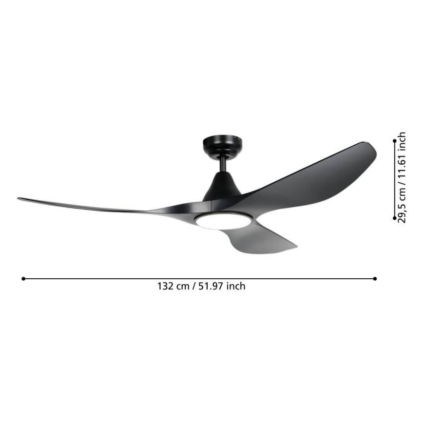 Eglo - LED-takfläkt LED/20W/230V 3000/4000/5000K Ø 132 cm svart + fjärrkontroll