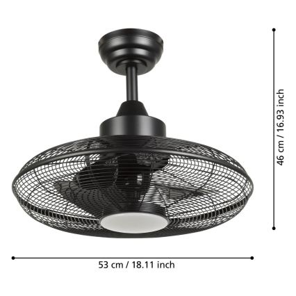 Eglo - LED takfläkt LED/15W/230V 3000/4000/5000K Ø 53 cm svart + fjärrkontroll