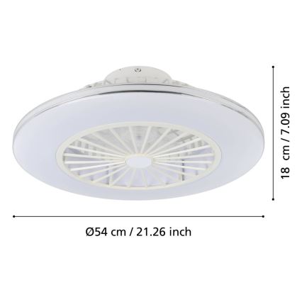 Eglo - Dimbar LED-takfläkt 3xLED/12,6W/230V Ø 55 cm vit + fjärrkontroll